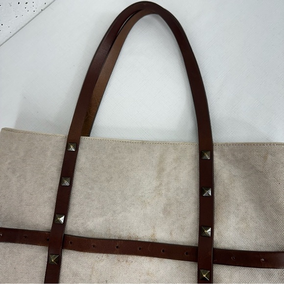 Tomas Maier Beige Canvas And Studded Leather Tote Bag - Picture 15 of 16